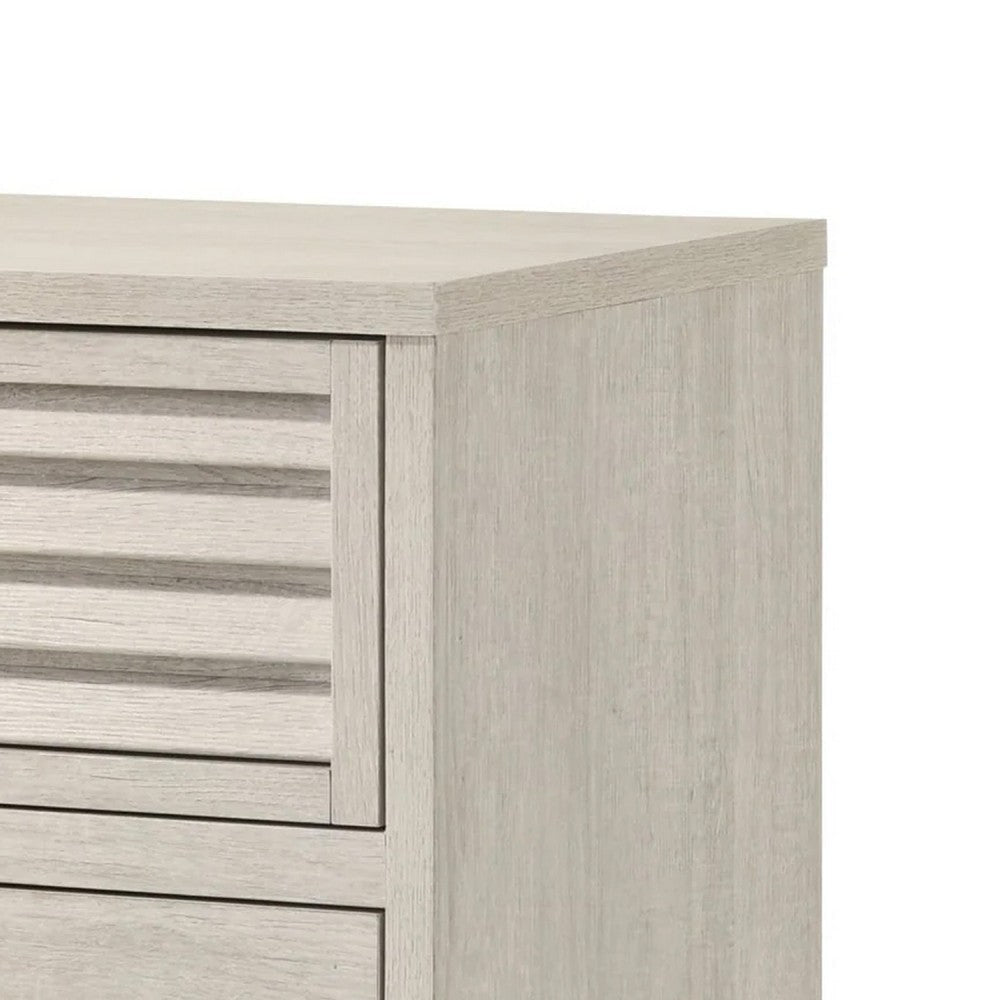 Sary Nightstand | 2 Drawers | Black Finger Handles | Off White Wood BM338513