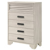 Sary Tall Dresser Chest | 5 Drawers | Black Finger Handles | Off White Wood BM338514