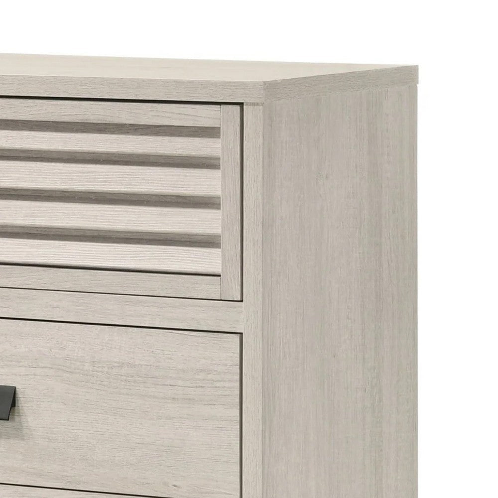 Sary Tall Dresser Chest | 5 Drawers | Black Finger Handles | Off White Wood BM338514