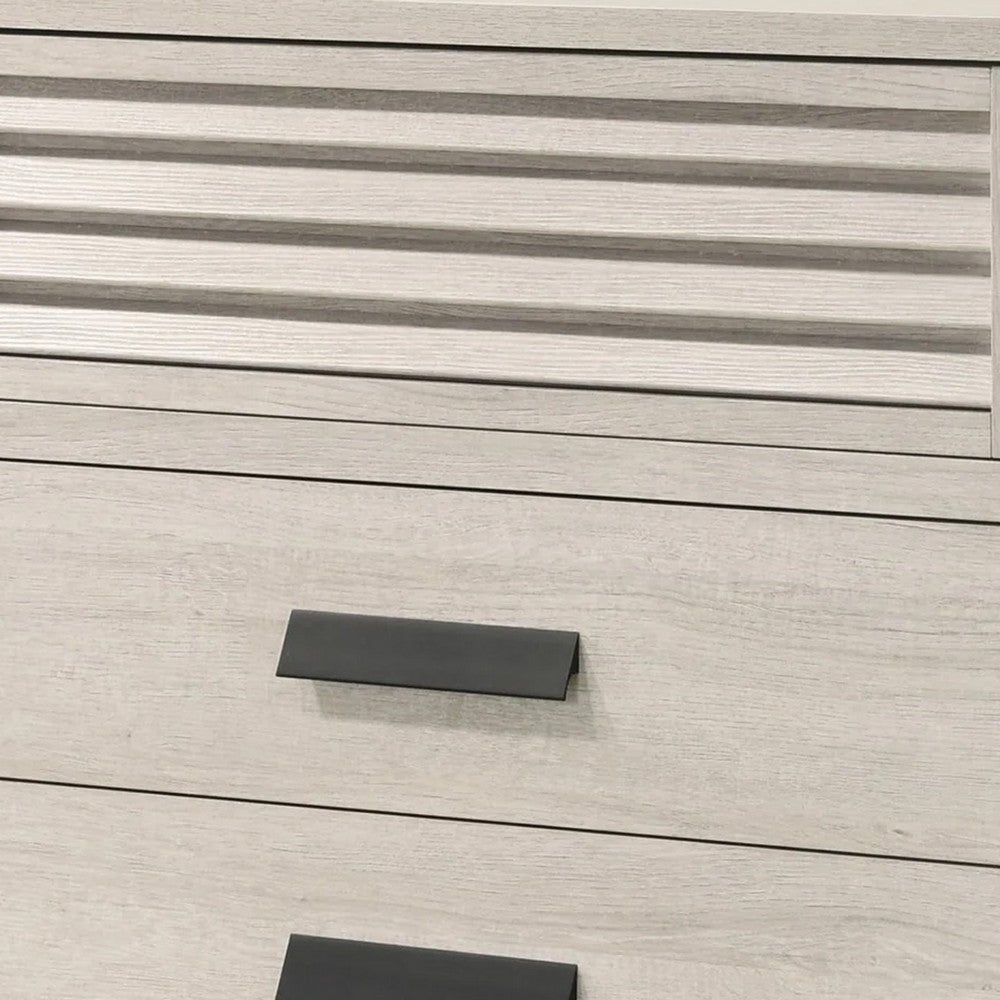 Sary Tall Dresser Chest | 5 Drawers | Black Finger Handles | Off White Wood BM338514