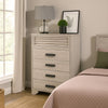 Sary Tall Dresser Chest | 5 Drawers | Black Finger Handles | Off White Wood BM338514