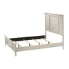 Sary King Size Bed w Tall Louvered Headboard | Tapered Front Legs | Off White BM338515