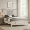 Sary King Size Bed w Tall Louvered Headboard | Tapered Front Legs | Off White