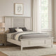 Sary King Size Bed w Tall Louvered Headboard | Tapered Front Legs | Off White