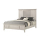 Sary Queen Size Bed w Tall Louvered Headboard | Tapered Front Legs | Off White BM338516