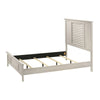 Sary Queen Size Bed w Tall Louvered Headboard | Tapered Front Legs | Off White BM338516