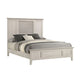 Sary Queen Size Bed w Tall Louvered Headboard | Tapered Front Legs | Off White BM338516