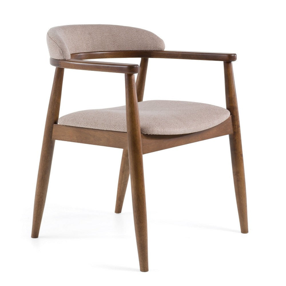 Cid Coha Dining Chair | Soft Tan Fabric | Brown Solid Wood Frame BM338517