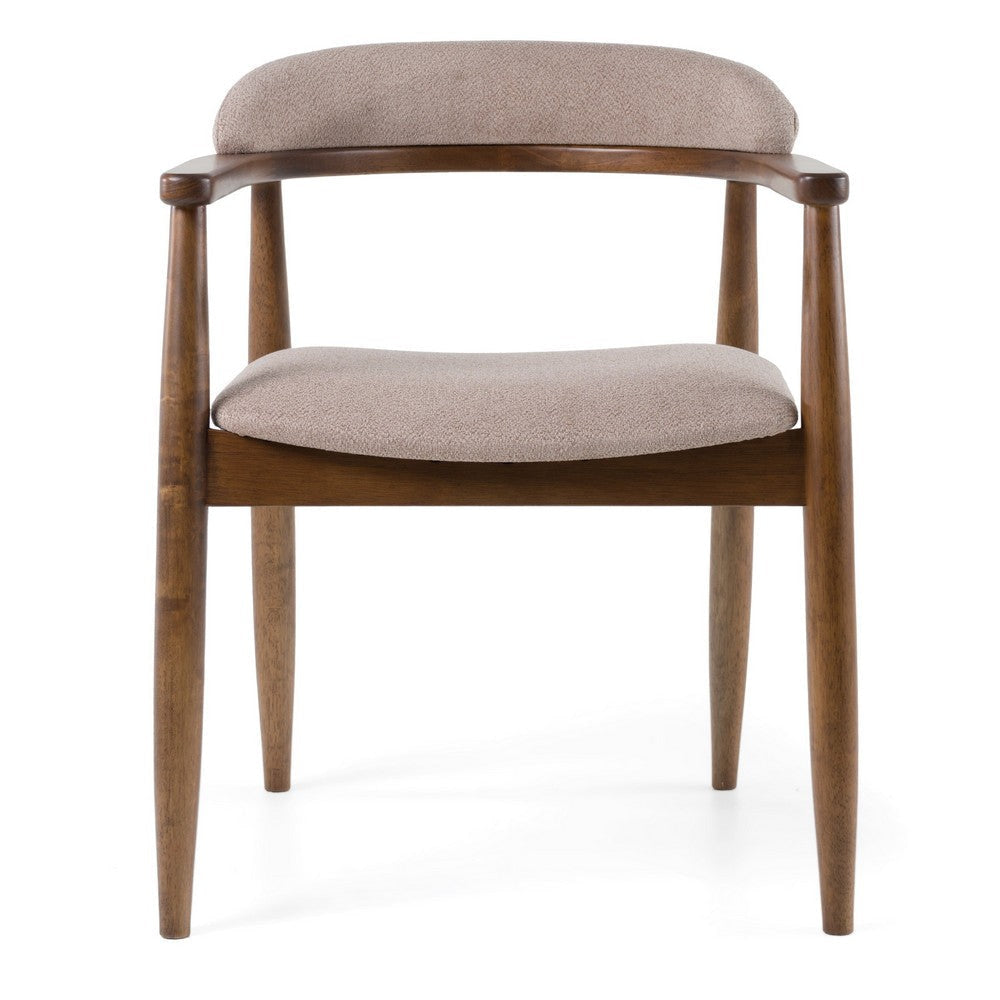 Cid Coha Dining Chair | Soft Tan Fabric | Brown Solid Wood Frame BM338517
