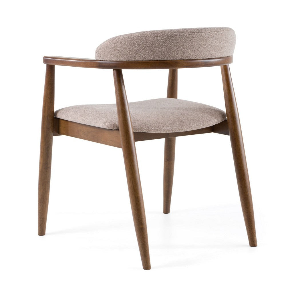 Cid Coha Dining Chair | Soft Tan Fabric | Brown Solid Wood Frame BM338517