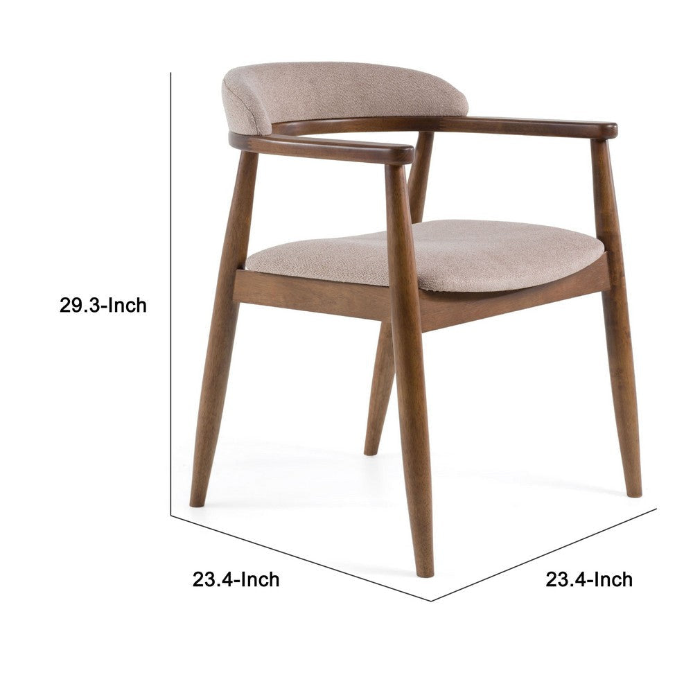 Cid Coha Dining Chair | Soft Tan Fabric | Brown Solid Wood Frame BM338517