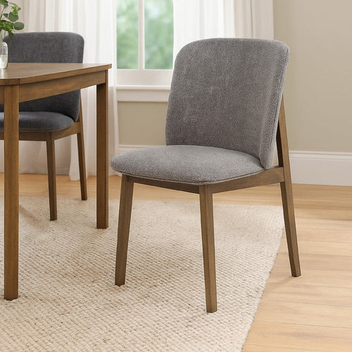 Cid Estele Dining Side Chair Set of 2 | Gray Fabric | Wenge Brown Wood