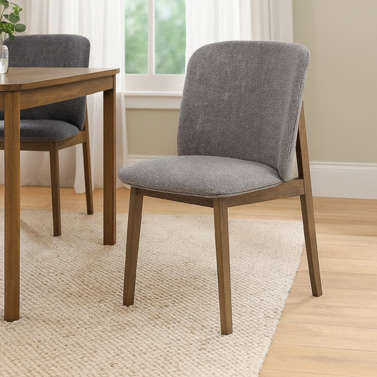 Cid Estele Dining Side Chair Set of 2 | Gray Fabric | Wenge Brown Wood