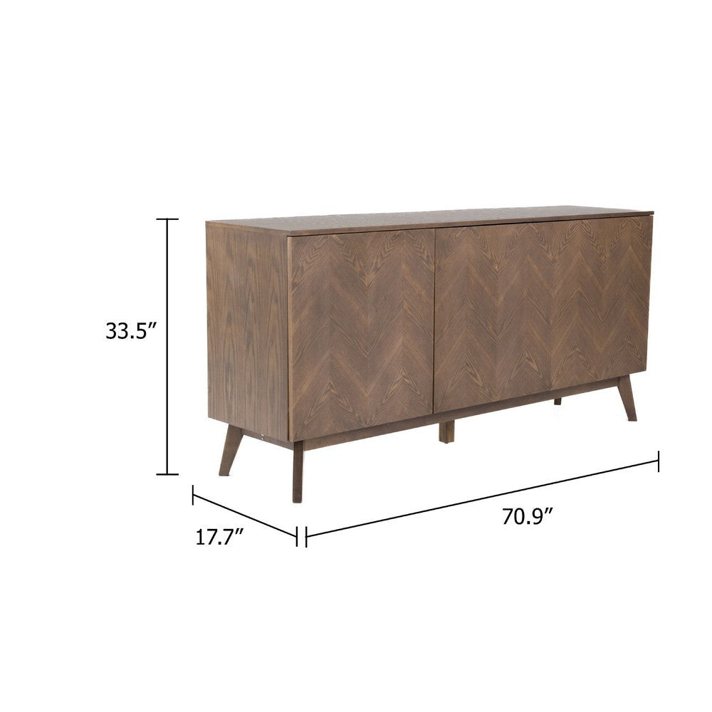 Cid Estele Sideboard Buffet Server Cabinet | 3 Door | Wenge Brown Wood 71’’ BM338520