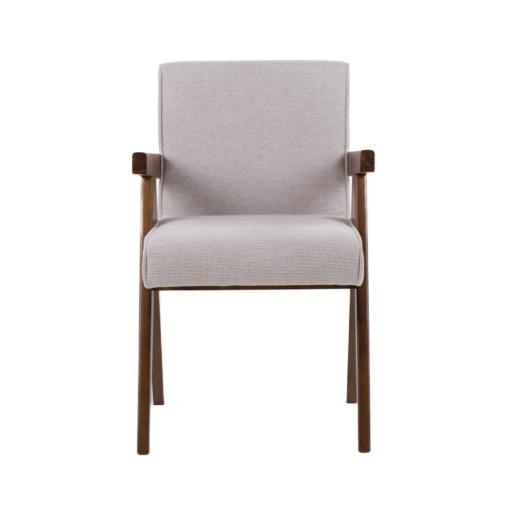 Cid Jose Dining Chair Set of 2 | Beige Polyester | Walnut Brown Wood BM338521