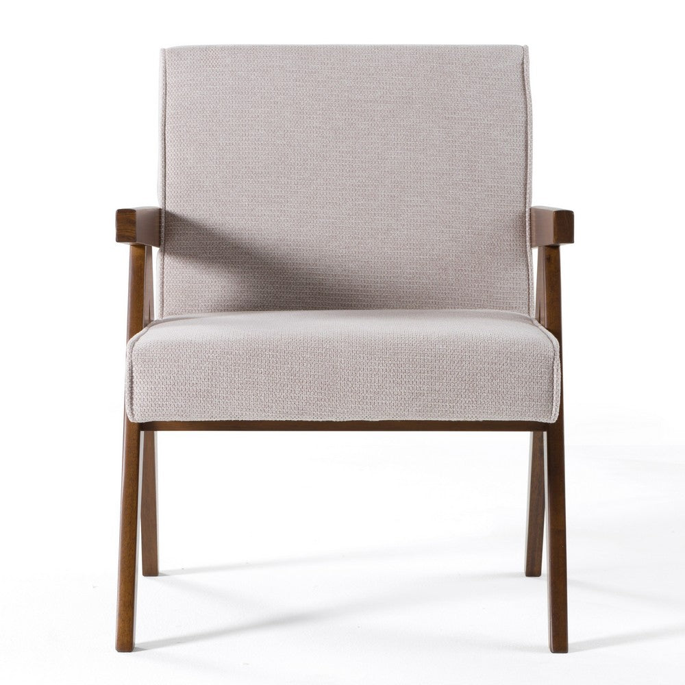 Cid Jose Accent Chair Set of 2 | Beige Polyester | Walnut Brown Wood