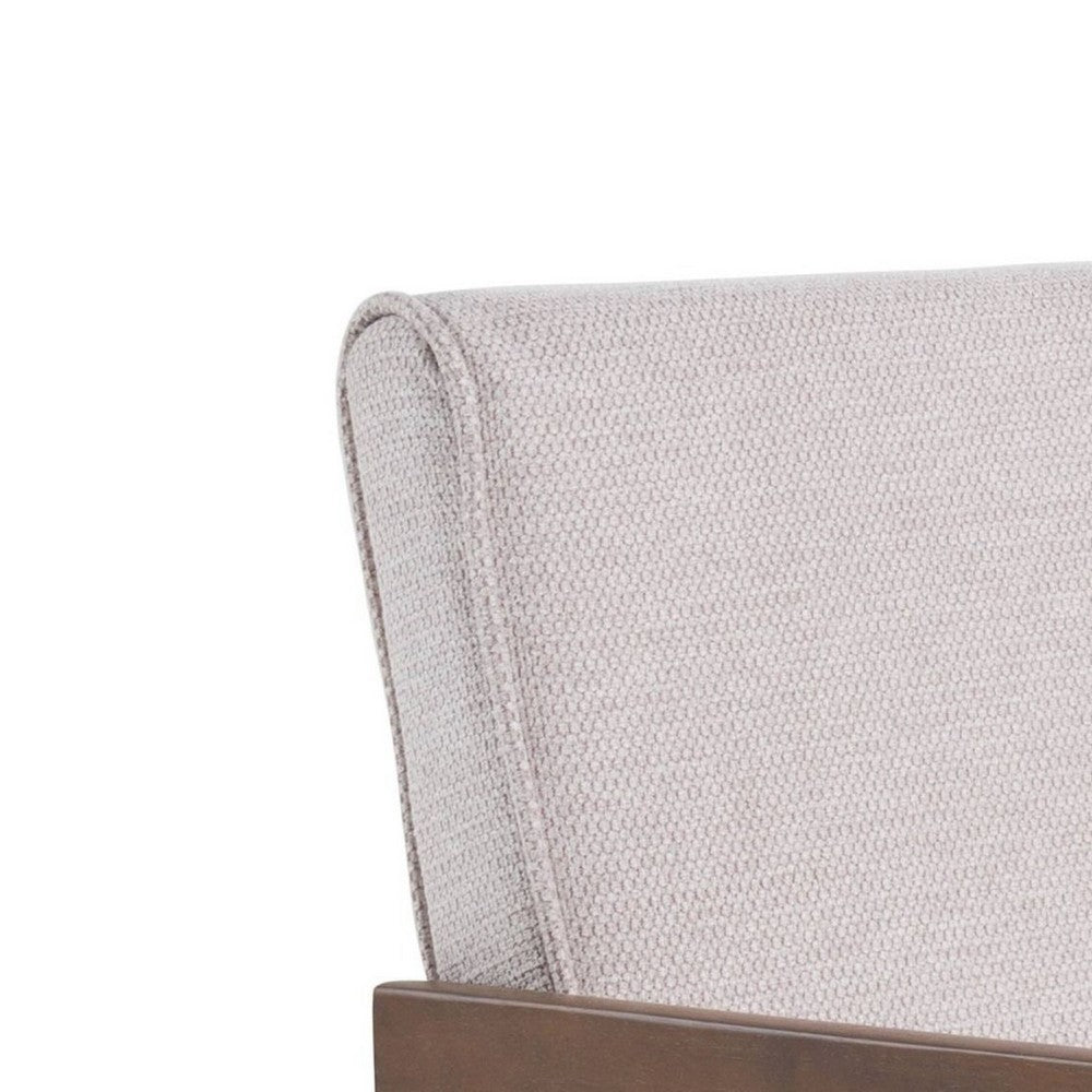 Cid Jose Accent Chair Set of 2 | Beige Polyester | Walnut Brown Wood