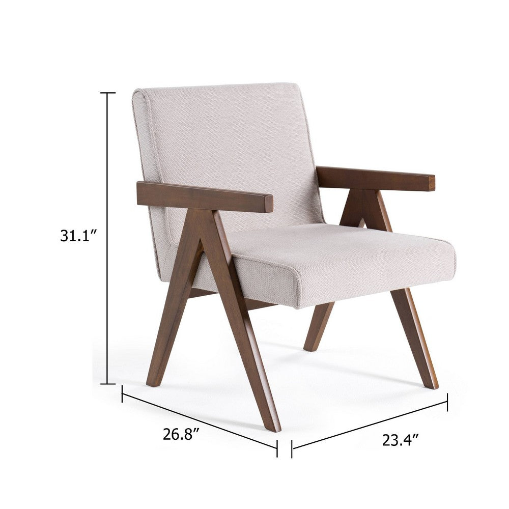 Cid Jose Accent Chair Set of 2 | Beige Polyester | Walnut Brown Wood