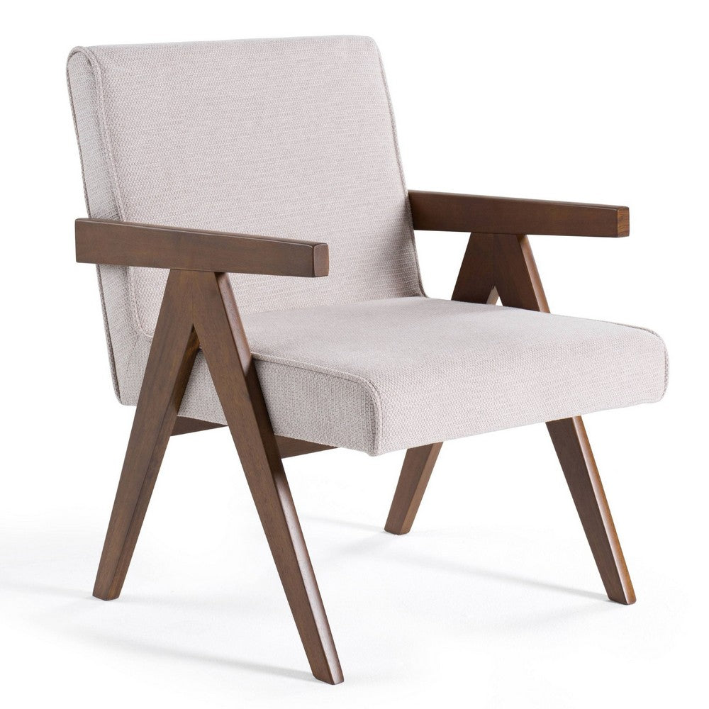 Cid Jose Accent Chair Set of 2 | Beige Polyester | Walnut Brown Wood