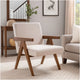 Cid Jose Accent Chair Set of 2 | Beige Polyester | Walnut Brown Wood