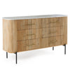 Asti Wide 6 Drawers Dresser | Solid Oak Brown Mango Wood | White Marble