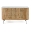 Asti Wide 6 Drawers Dresser | Solid Oak Brown Mango Wood | White Marble
