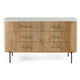 Asti Wide 6 Drawers Dresser | Solid Oak Brown Mango Wood | White Marble