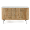 Asti Wide 6 Drawers Dresser | Solid Oak Brown Mango Wood | White Marble BM338523