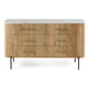 Asti Wide 6 Drawers Dresser | Solid Oak Brown Mango Wood | White Marble BM338523