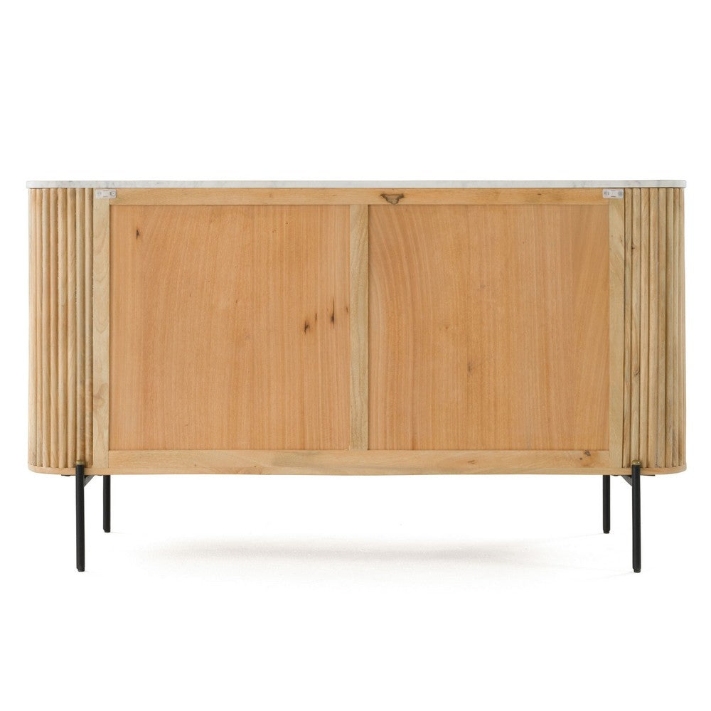 Asti Wide 6 Drawers Dresser | Solid Oak Brown Mango Wood | White Marble