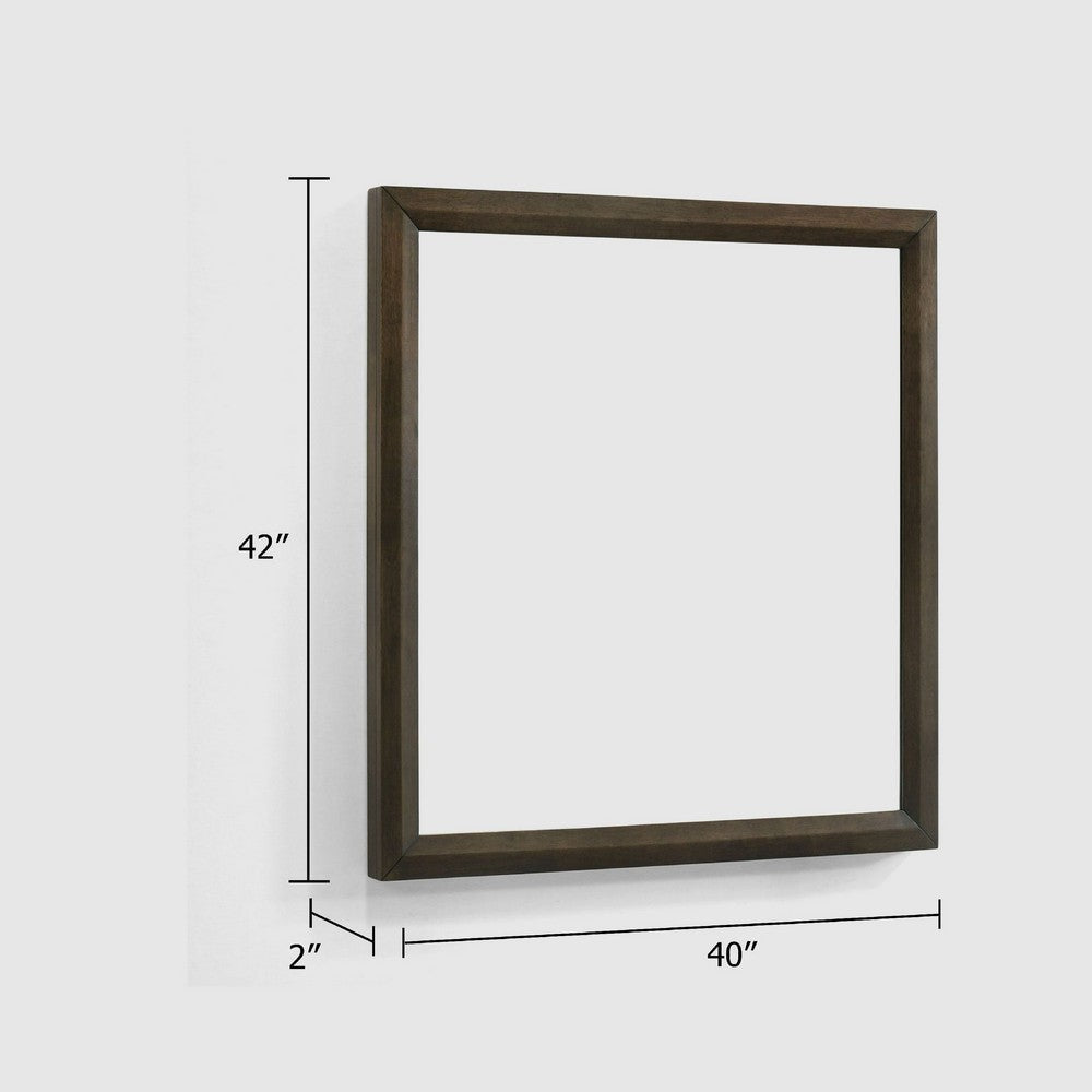 Cid Mizo Dresser Mirror | Cherry Oak Brown Wood Veneer | Sleek Frame | 40x42 BM338524