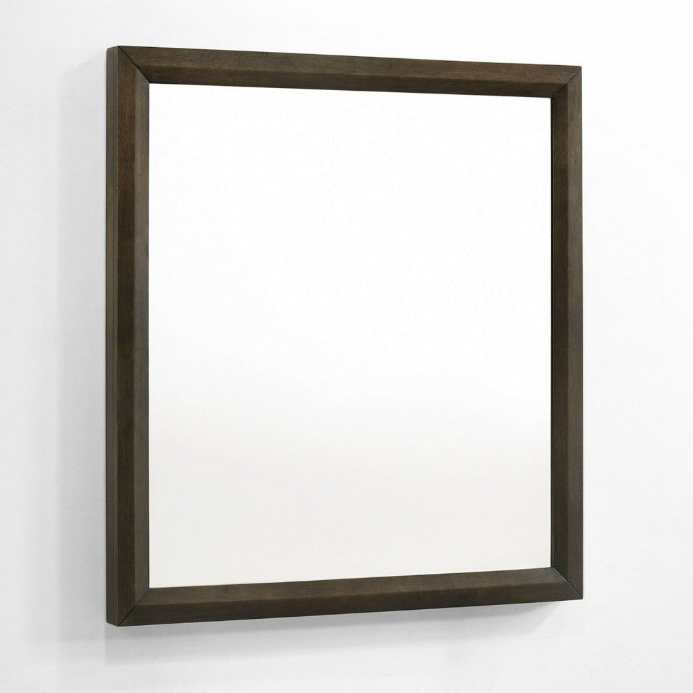 Cid Mizo Dresser Mirror | Cherry Oak Brown Wood Veneer | Sleek Frame | 40x42