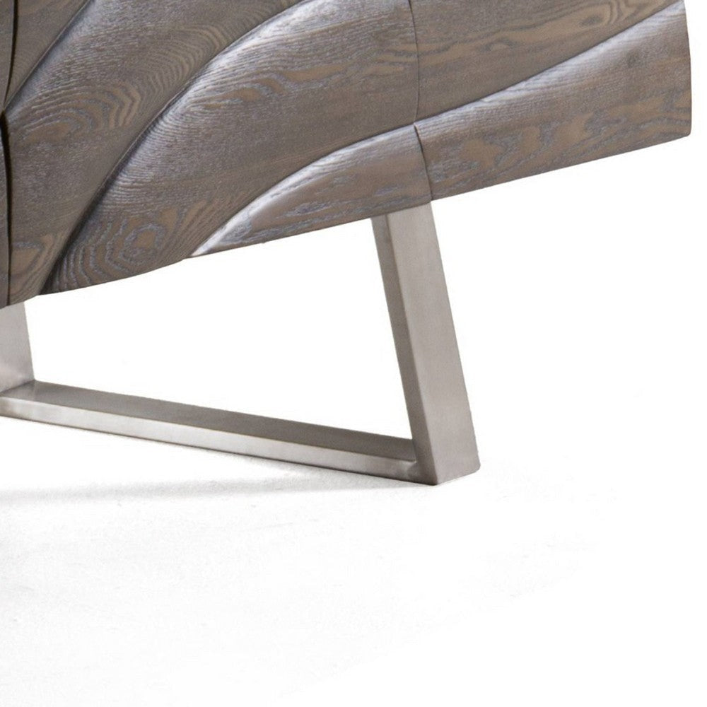 Cid Finn Sideboard Buffet Server Cabinet | 4 Door | Gray | Silver 71’’ BM338525