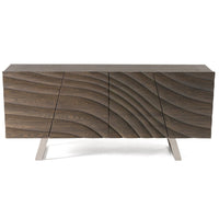 Cid Finn Sideboard Buffet Server Cabinet | 4 Door | Gray | Silver 71"