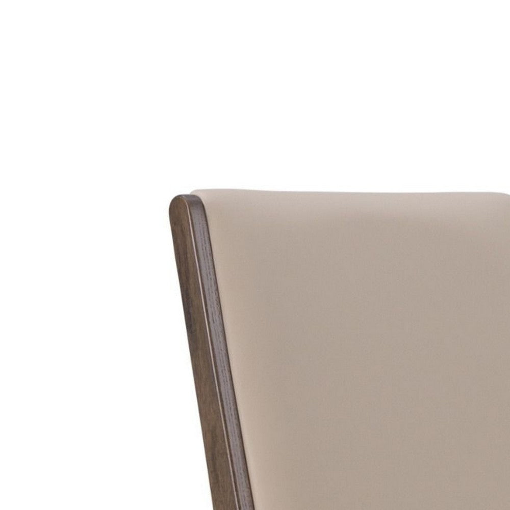 Cid Adya Dining Side Chair Set of 2 | Beige Faux Leather | Gray Ash Wood BM338526