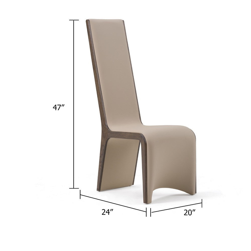 Cid Adya Dining Side Chair Set of 2 | Beige Faux Leather | Gray Ash Wood BM338526