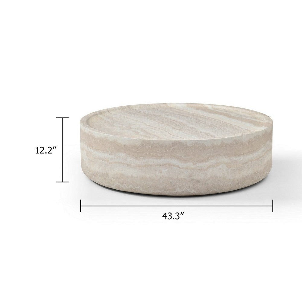 Cid Bena Large Coffee Table | Beige Travertine Sculptural Design | 43’’ BM338528