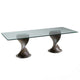 Cid Cleve Dining Table | Gray Wood | 95" Clear Tempered Glass Top