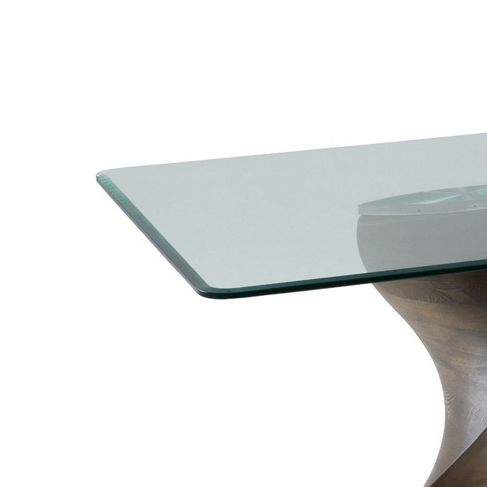 Cid Cleve Dining Table | Gray Wood | 95’’ Clear Tempered Glass Top BM338529