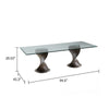 Cid Cleve Dining Table | Gray Wood | 95’’ Clear Tempered Glass Top BM338529