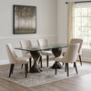 Cid Cleve Dining Table | Gray Wood | 95" Clear Tempered Glass Top