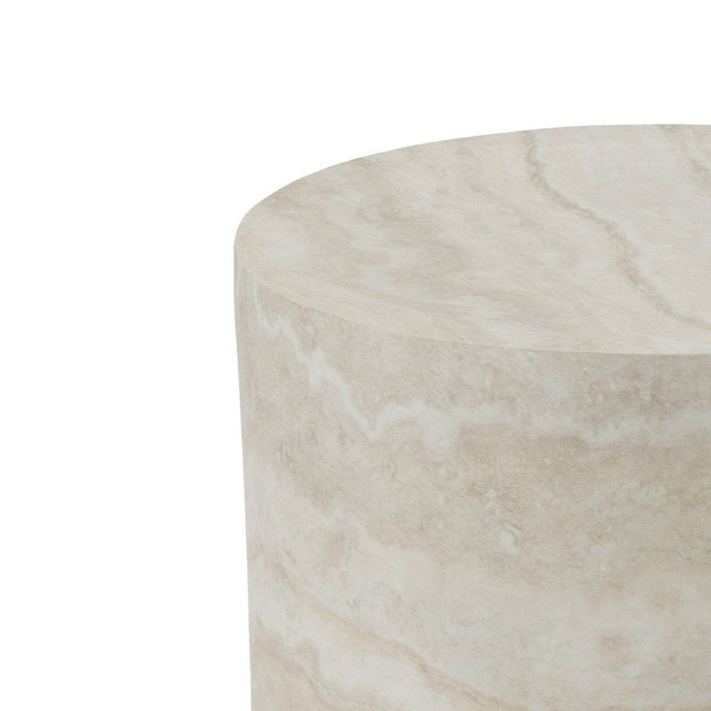 Cid Bena End Table | Beige Travertine Sculptural Design | 16’’ BM338530