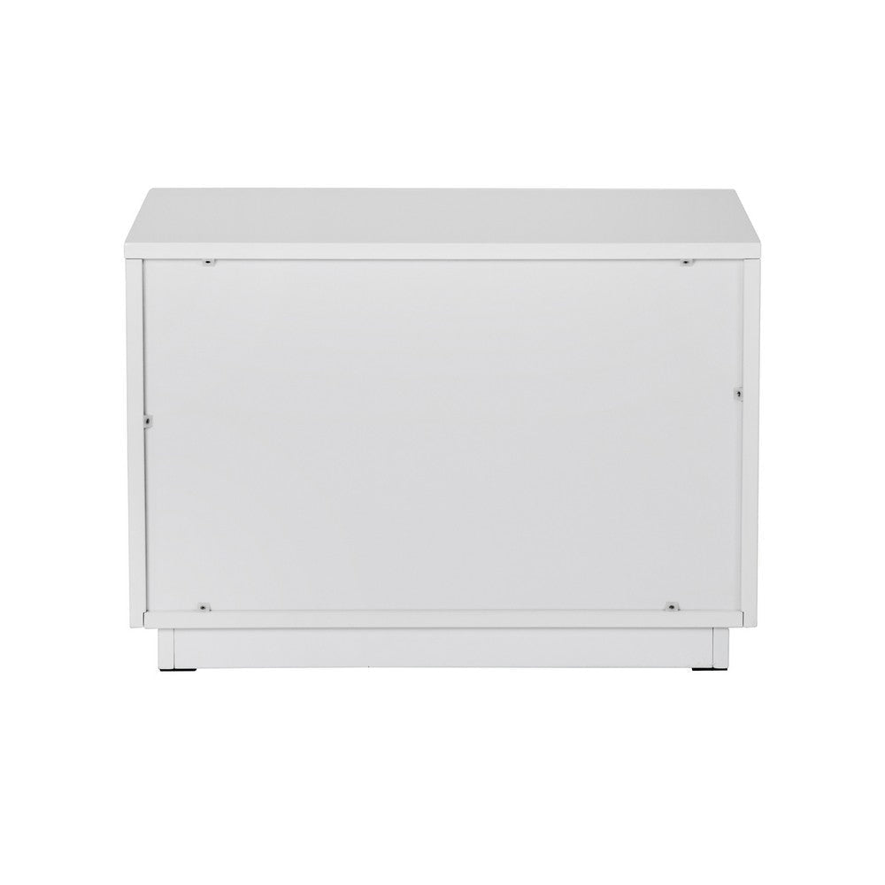 Cid Inji Nightstand | 2 Drawers | White High Gloss Finish | 28’’ BM338531