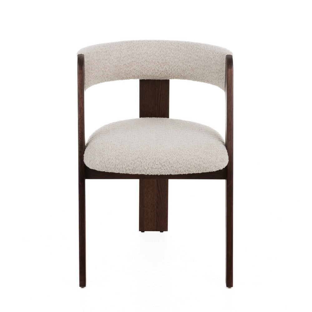 Cid Ashi Dining Chair Set of 2 | Cream Fabric | Rich Dark Brown Oak Wood BM338533