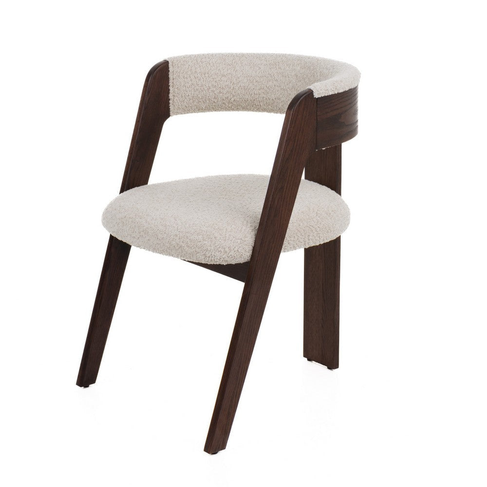 Cid Ashi Dining Chair Set of 2 | Cream Fabric | Rich Dark Brown Oak Wood BM338533