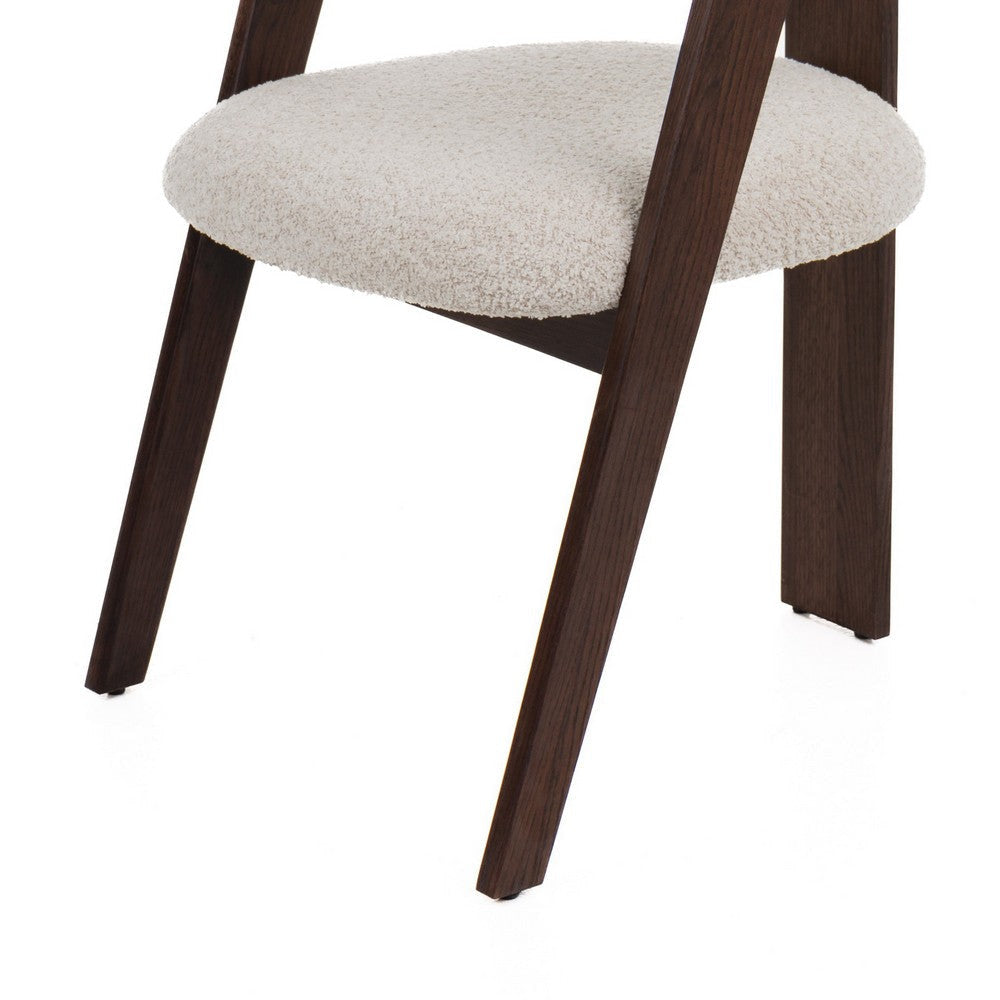 Cid Ashi Dining Chair Set of 2 | Cream Fabric | Rich Dark Brown Oak Wood BM338533