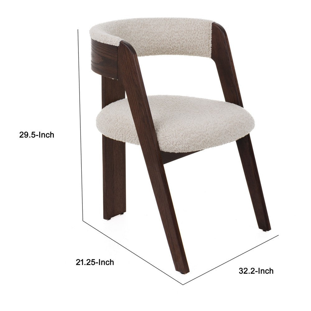 Cid Ashi Dining Chair Set of 2 | Cream Fabric | Rich Dark Brown Oak Wood BM338533