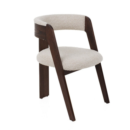 Cid Ashi Dining Chair Set of 2 | Cream Fabric | Rich Dark Brown Oak Wood