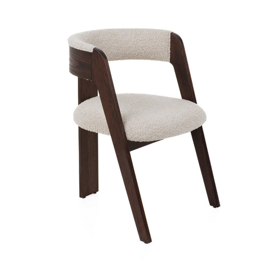 Cid Ashi Dining Chair Set of 2 | Cream Fabric | Rich Dark Brown Oak Wood