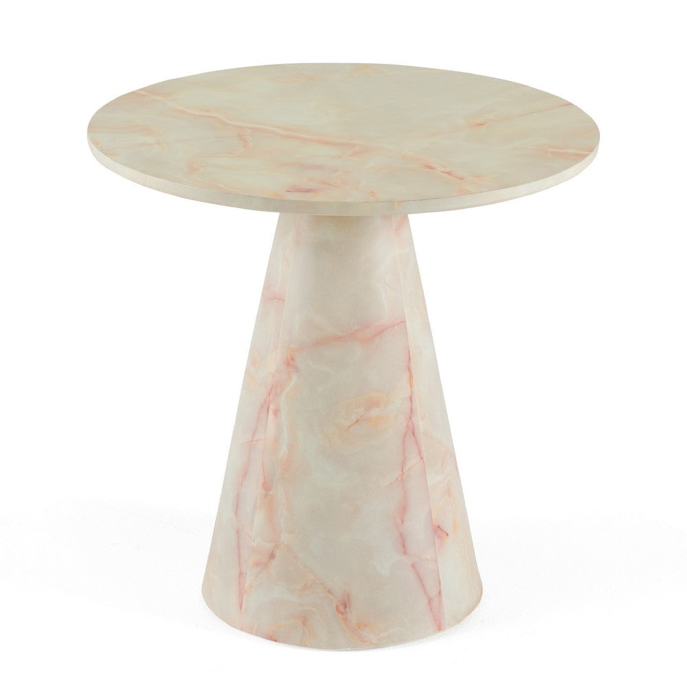 Cid Pany End Table | Modern Off-White Faux Marble | Round 24’’ Top BM338534